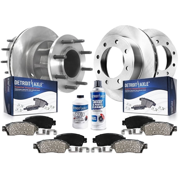 Detroit Axle - RWD Brake Kit for 2013-2022 Ford F-350 Super Duty [DRW] Disc Brake Rotors 2014 2015 2016 2017 2018 2019 2020 2021 Ceramic Brakes Pads Replacement : 14.29" inch Front and Rear Rotor