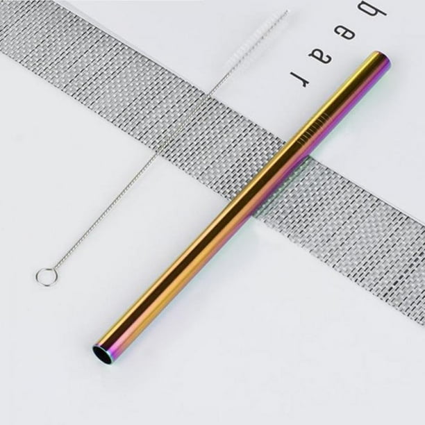 Pailles Réutilisables En Acier Inoxydable 304 Pailles Droites Colorées Avec Étui Ensemble De Brosses De Nettoyage Accessoire De Fête Bar