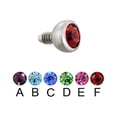 thumbnail image 1 of Titanium Internally Threaded Dermal Top Ball With Gem, 16 Ga,Aquamarine  - B, 1 of 1