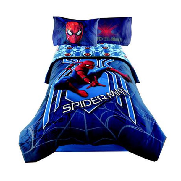 Spiderman Boys Comic Book Twin Comforter & Sheets NPW (4 Piece Bed In A