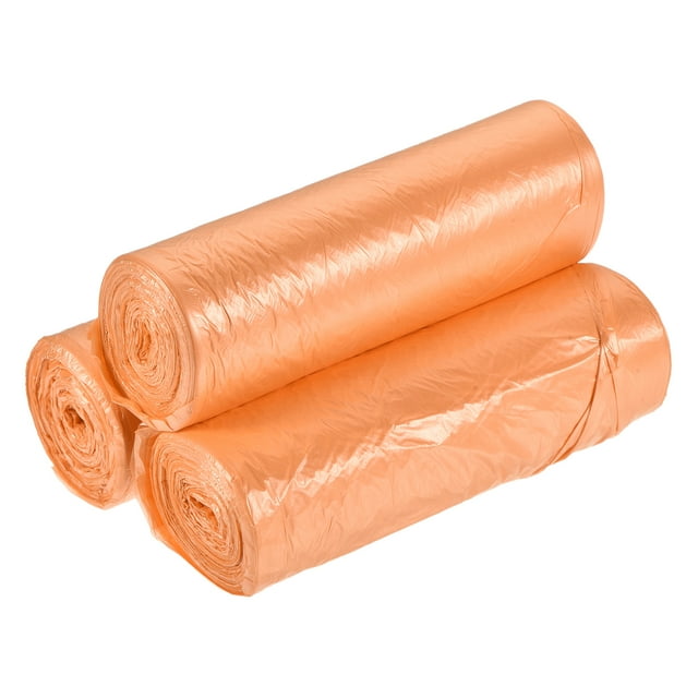 Unique Bargains Sacs à Déchets Petits de 2 à 4 Gallons Doublures de Corbeille à Déchets Orange, 60 Unités / 3 Rouleaux