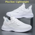 thumbnail image 2 of Men's Light White Fine Knit Lace Up Running Sneakers, Breathable Lightweight Cushioned Non-Slip Commuting Walking Shoes, Wide Toe Gym Travel Casual Footwear, 2 of 7