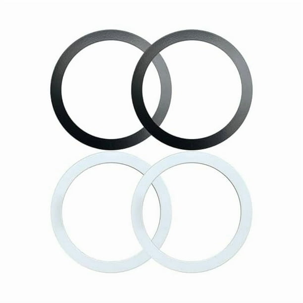 wonima02 Universal Metal Rings for Mag Safe Charger/Wallet/Car Mount - Ultra-Thin Magnetic Sticker with 360° Rotation, Compatible for iPhone 12-16 Series & Galaxy S20-S24 8 Pack (4 Black & 4 White)