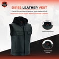 thumbnail image 5 of Daniel Smart Men’s leather vest - Premium Cowhide Motorcycle Leather Vest - Black Design with Removable hood, 5 of 6