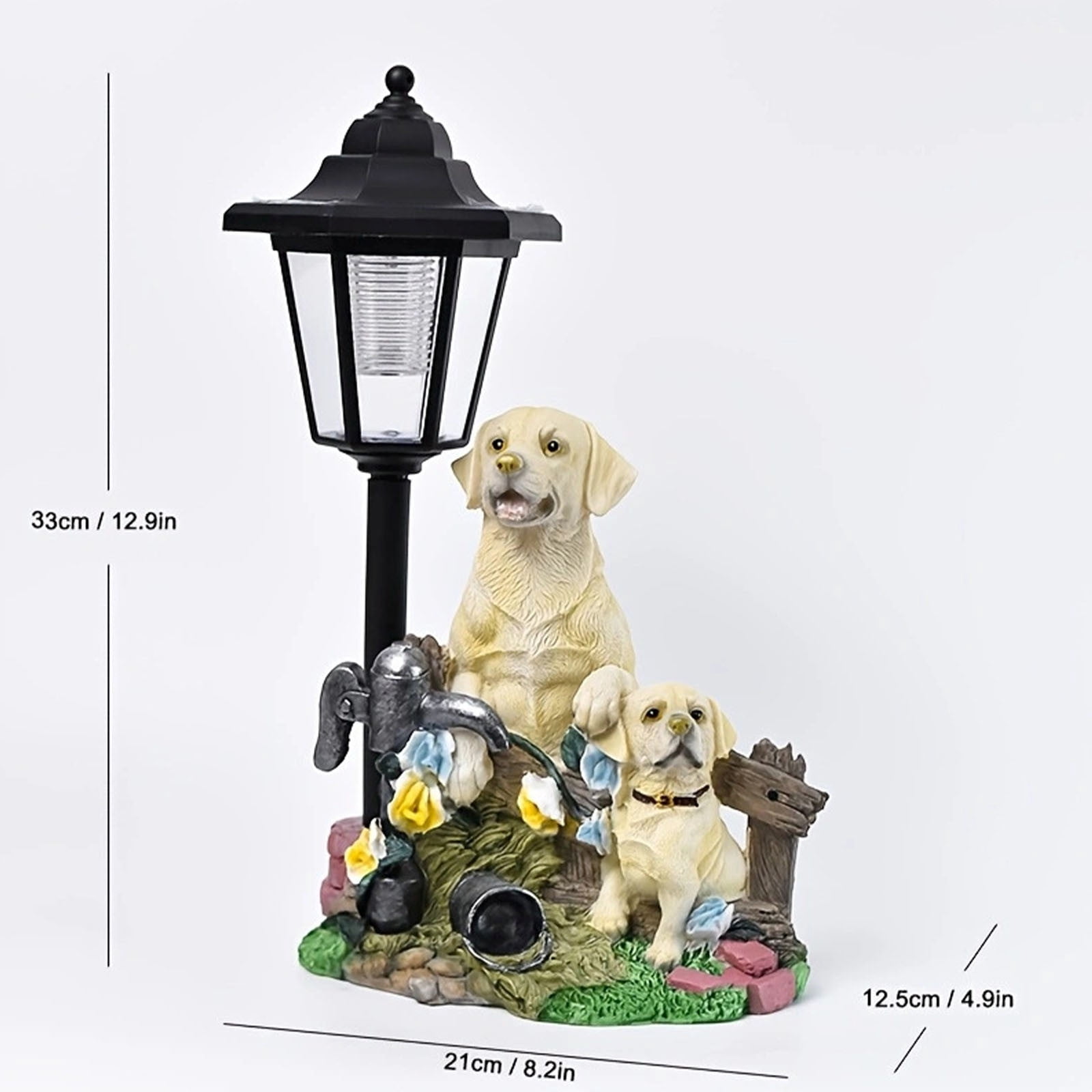 Tarmeek Solar Labrador Dog Garden Statue Handcrafted Resin Outdoor Patio Lawn Yard Art Ornament with Warm White Glow Waterproof Finish for Garden Patio Balcony Villa Decoration