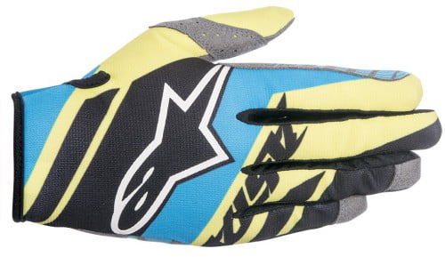 Alpinestars Racer Supermatic Gloves Black/Blue/Fluo Yellow Motocross Mx Off Road 