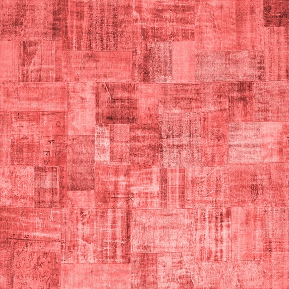 Ahgly Company Indoor Square Patchwork Red Transitional Area Rugs, 6' Square