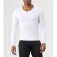 thumbnail image 5 of Men's V Neck Compression Shirt Long Sleeve, Athletic Workout Shirts & Gym Undershirts, Active Sports Base Layer Top for Running, Fitness, Muscle Recovery & Cold Weather White XL, 5 of 10