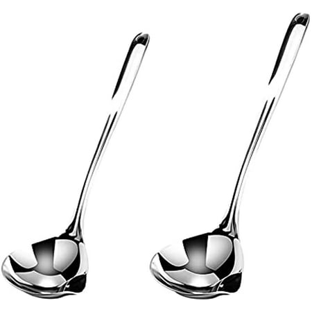 

Stainless Steel Soup Ladle Oil Separator Gravy Food Skimmer Spoon Set of 2pcs Kitchen Utensil Cooking Fat Remover Strainer Spoon (L+S)