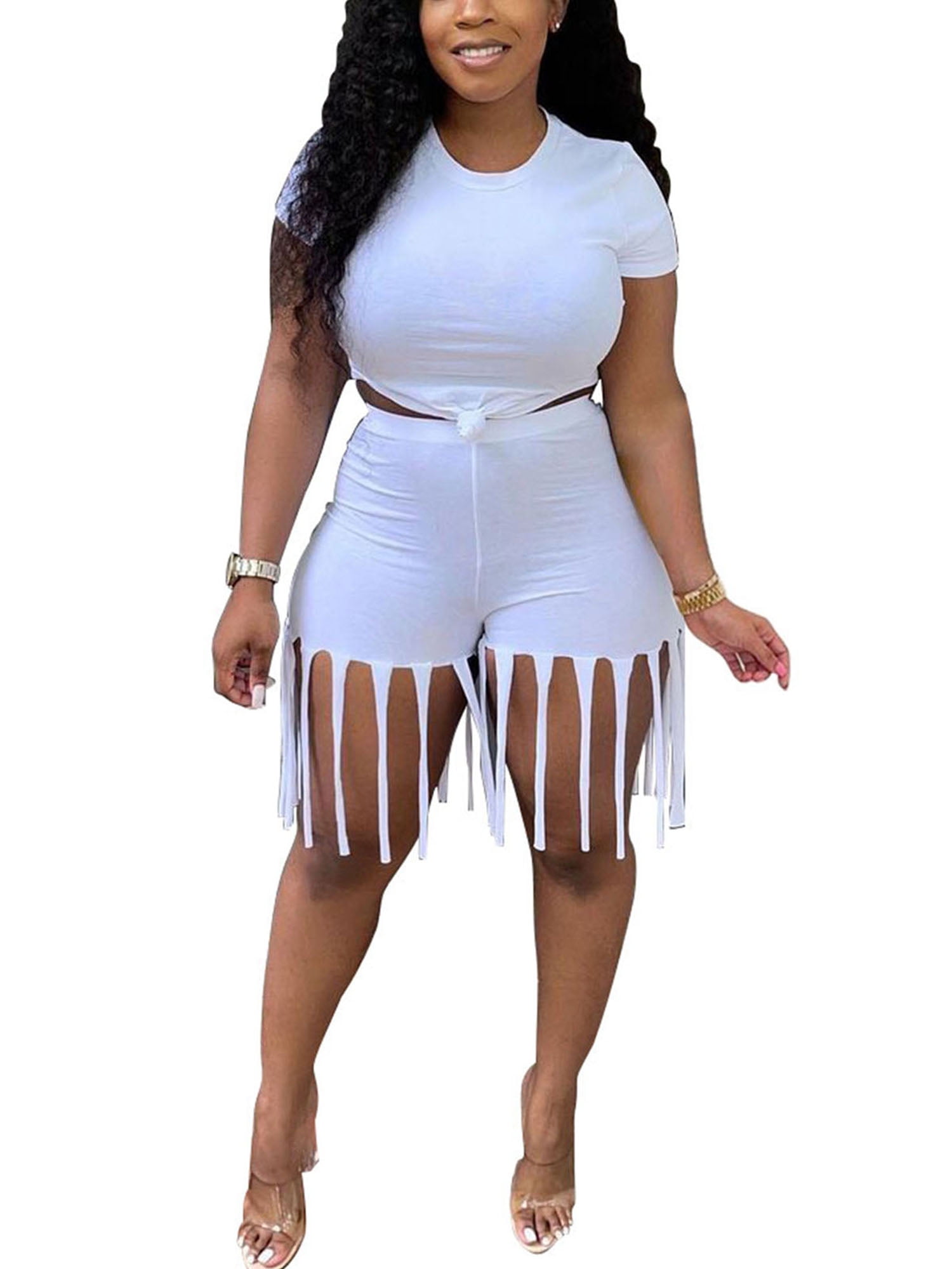 Plus Size Block Short Set Outfit for Women S-3XL Casual Sport 2 Piece Short Sleeve Top Bodycon Short Pants Set 