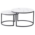 thumbnail image 3 of Tables basses gigognes rondes d'intérieur CorLiving Fort Worth en imitation marbre blanc avec base en acier noir, 3 of 8