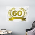 thumbnail image 1 of 60th Birthday Decorations Tapestry, Golden Age Party with Rome Empire Theme Branches Art Print, Wall Hanging for Bedroom Living Room Dorm Decor, 60W X 40L Inches, Gold and White, by Ambesonne, 1 of 2