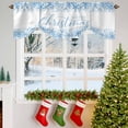 thumbnail image 3 of Merry Christmas Tie Up Valances Curtain, Blue Winter Snowflakes Retro Adjustable Rod Pocket Short Window Treatment Tie Up Curtains Valances for Kitchen Living Room Bathroom 54x18 Inches, 3 of 9