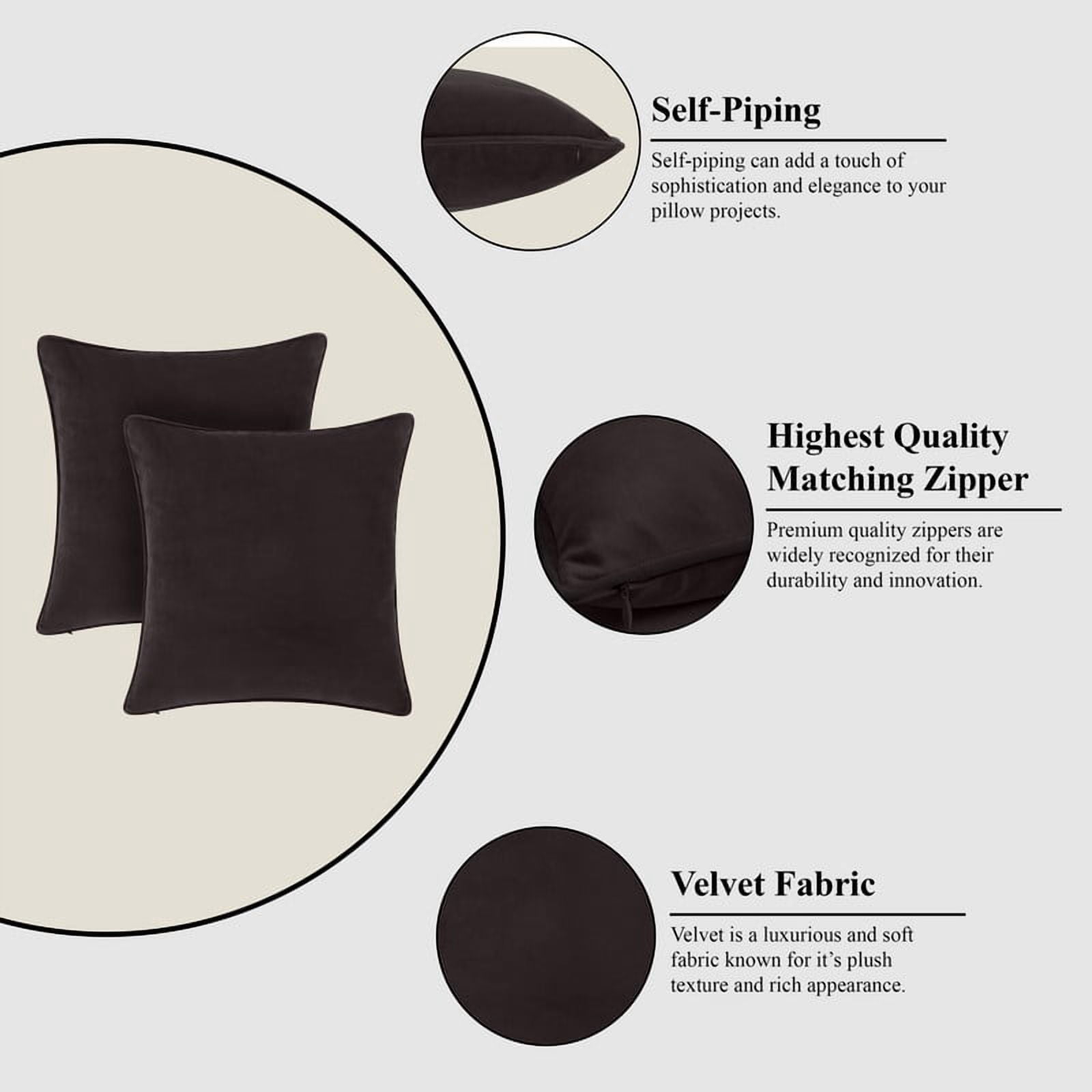 A1HC Set of 2 Luxurious Soft Velvet Throw Pillow Covers Only, 24"x24", Iron Grey, Decorative Cushion Covers with Hidden YKK Zipper for Sofa or Bed