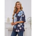 thumbnail image 4 of Lumento Women Long Sleeve Flare Tunic Tops 3/4 Sleeve Shirts Floral Print Vintage Flowy Shirts Ladies Tunics Blouse, 4 of 9