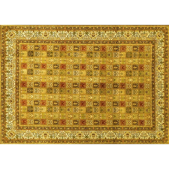 Ahgly Company Indoor Rectangle Persian Yellow Traditional Area Rugs, 5' x 7'