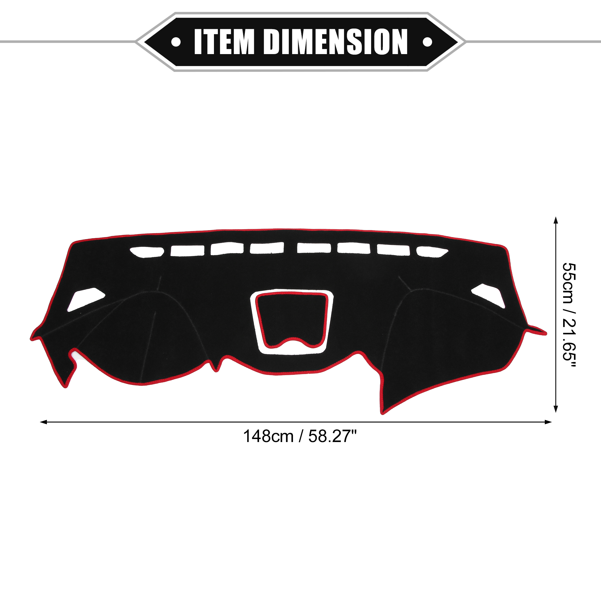 Unique Bargains Non-slip Dashboard Cover for Hyundai Santa Fe 2013-2018 Black Red