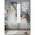 thumbnail image 2 of Grey White Marble Sheer Curtains 84 Inch Length 2 Panels Set for Living Room/Bedroom, Ink Painting Abstract Modern Semi Curtain Sheers Drapes Rod Pocket Curtains Window Treatment Set 52''x84''x2, 2 of 7