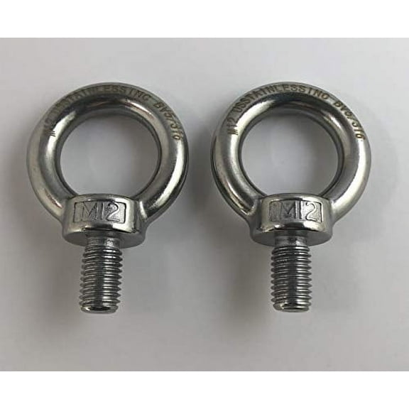 2 Pieces Stainless Steel 316 Lifting Eye Bolt 12mm M12 Marine Grade