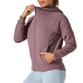 thumbnail image 4 of Feancey Workout Cropped Jackets for Women Full Zip Slim Fit Sun Shirt Hoodies Lightweight Athletic Running Sports Track Jacket with Pockets Purple S, 4 of 5