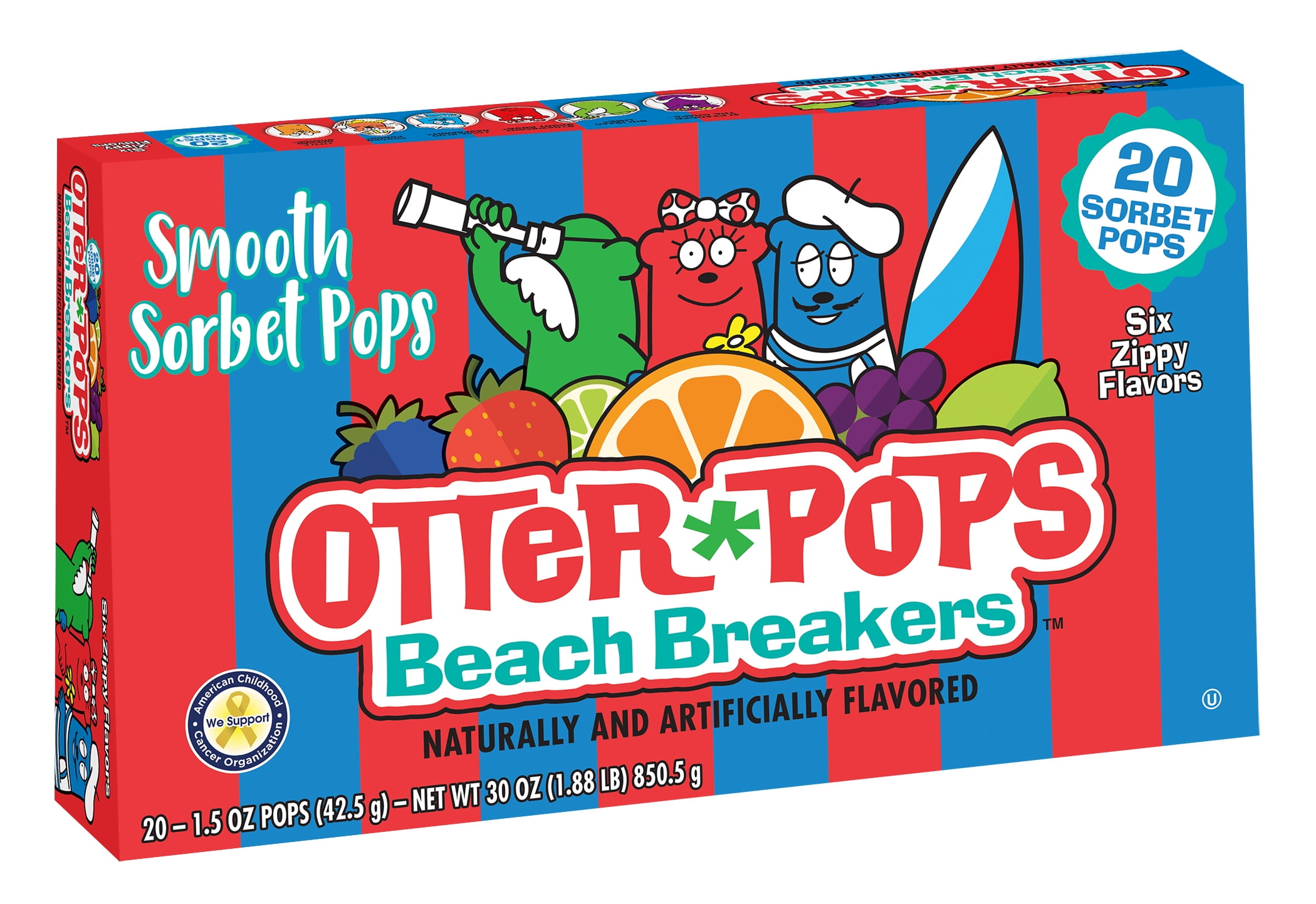 Otter Pops Beach Breakers Smooth Sorbet Pops, 20 count, 1.5 oz