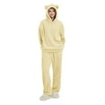 thumbnail image 4 of jtjvou 2 Piece Lounge Sets for Women Fuzzy Fleece Pajamas, Cute Bear Ear Hoodies with Long Pants Matching Sleepwear Outfits Yellow L, 4 of 6