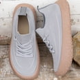 thumbnail image 5 of Women Breathable Knit Slip On Sneakers, Lace Up Walking Shoes, Lightweight Thick Platform Non Slip Comfort Casual Running Trainers Gray 6.5(38), 5 of 8