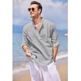thumbnail image 3 of COOFANDY Men's Cotton Linen Shirts Long Sleeve Casual T-Shirts Hippie Summer Beach Tops, 3 of 7