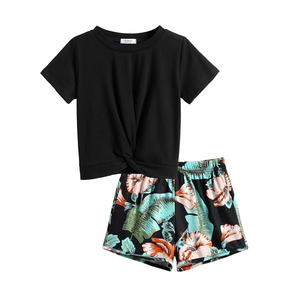 Arshiner Girls Clothing Sets Twist Front Top and Shorts 2 Piece Outfits Activewear Tracksuit