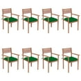 thumbnail image 1 of vidaXL Stackable Garden Chairs with Cushions 8 pcs Solid Teak Wood, 1 of 5