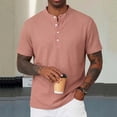 thumbnail image 5 of Men's Henley Shirts Short Sleeve Moisture Wicking Quick Dry Casual Waffle Golf Tops Solid Color Summer Tshirts (2XL, Pink), 5 of 7