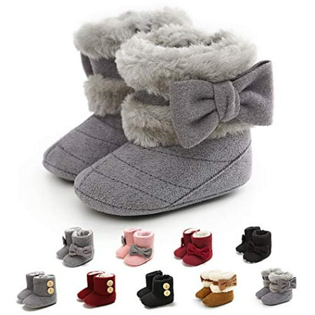 

Infant Boots Winter Baby Girl Shoes Soft Sole Anti-Slip Toddler Snow Warm Prewalker Newborn Boots(6-12 Months M US Infant A-Grey)