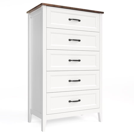 Asofer 5-Drawer Dresser for Bedroom, Modern Wood Chest with Metal Handle for Bedroom, Living Room, Retro