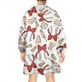 thumbnail image 2 of Baseball Snacks Pattern Wearable Oversized Blanket,Wearable Blanket Hoodie for Adults,Cozy Hooded Blankets with Super Pockets,Super Warm Fuzzy Pullover for Women & Men, 2 of 6