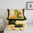 thumbnail image 5 of Homewish Cute Dinosaur Full Size Comforter Sets,Cartoon Animals Theme Bedding Comforter Set,Yellow Green,Black Reversible,3-Piece,1 Comforter and 2 Pillowcases, 5 of 7