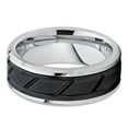 thumbnail image 2 of Tungsten Wedding Band Black Tungsten Ring Polish Silver Tungsten Carbide Matte Black Bike Pattern Comfort Fit Mens, 2 of 3