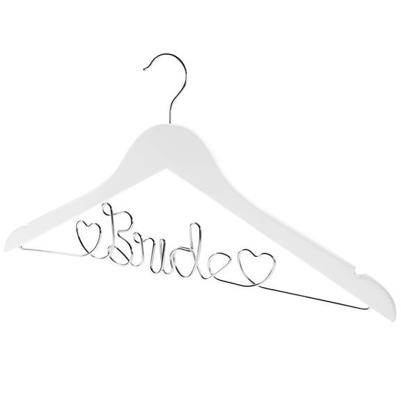 RENACLIPY White Solid Wood Bridal Hanger with Metal Hook, Decorative Wedding Dress Hanger, Anti- Design for Wedding Gown