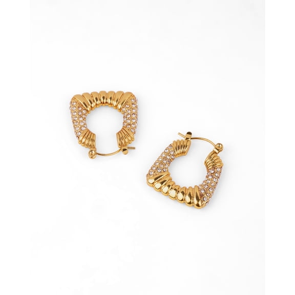 Chunky Square Shape Zircon Hoop Earrings