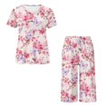 thumbnail image 5 of DISNIMO Butterfly Printed Womens Pajama Set, Cherry Blossom Printed Sleepwear Soft 2 Piece Pjs Set Short Sleeve Tops and Capri Pant, M, 5 of 7