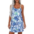 thumbnail image 4 of PRETTYGARDEN Women's Summer Dresses Casual Print Spaghetti Strap Sleeveless Sundress Beach Vacation Cover Ups, 4 of 10