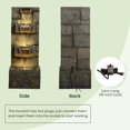 thumbnail image 4 of 32.2" 3-Tier Outdoor Garden Water Fountain with LED Lights, Mossy Stone Cascading Resin Waterfall Feature for Patio, Yard, or Porch Decor, 4 of 8