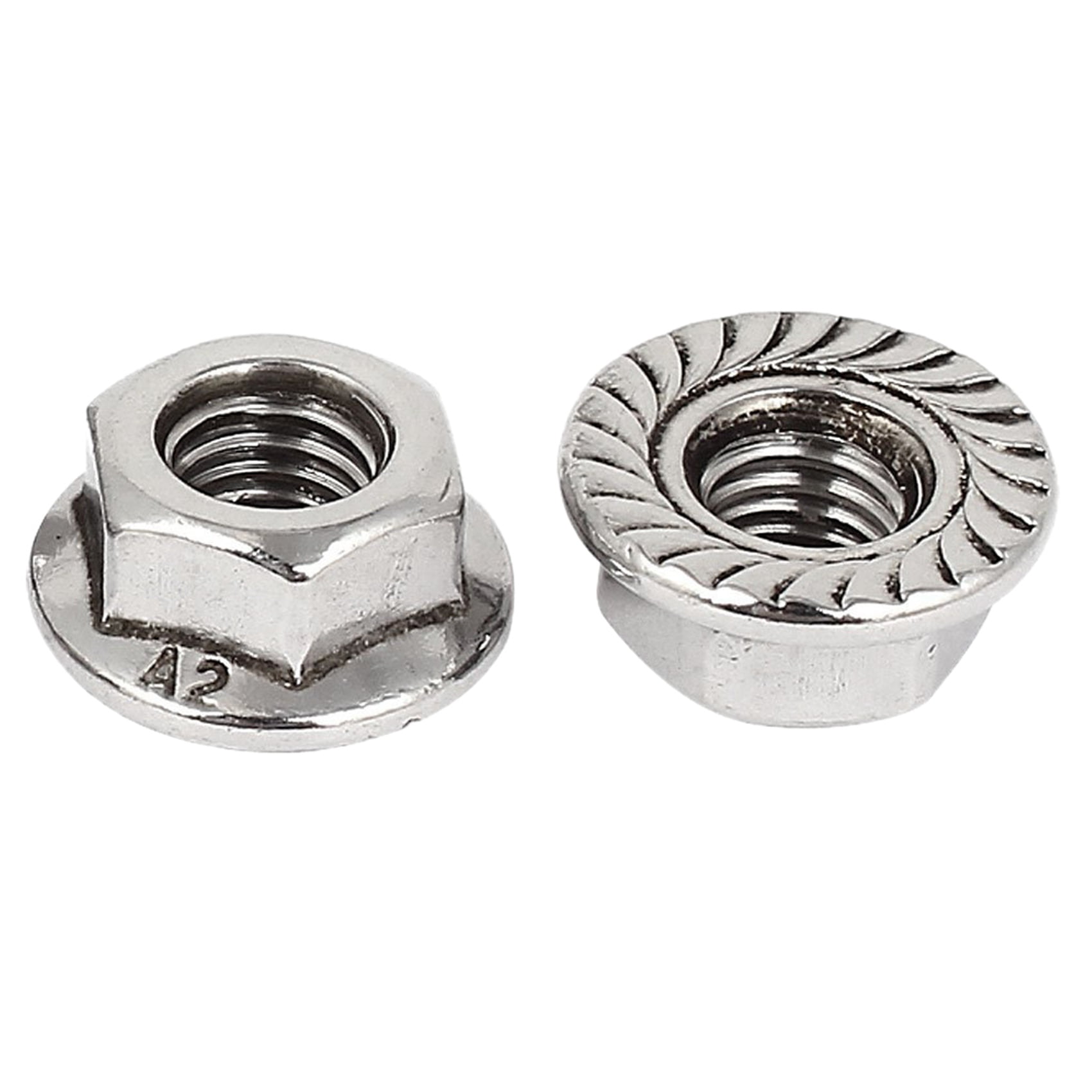 Sizes 6-32 to 1/2" Type 18-8 Stainless Steel Serrated Flange Nuts 