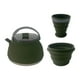 thumbnail image 1 of Hervidor de agua plegable para exteriores, hervidor de agua caliente con mango antiescaldaduras, olla de cocina, hervidor portátil, tetera de silicona verde, 1 of 9