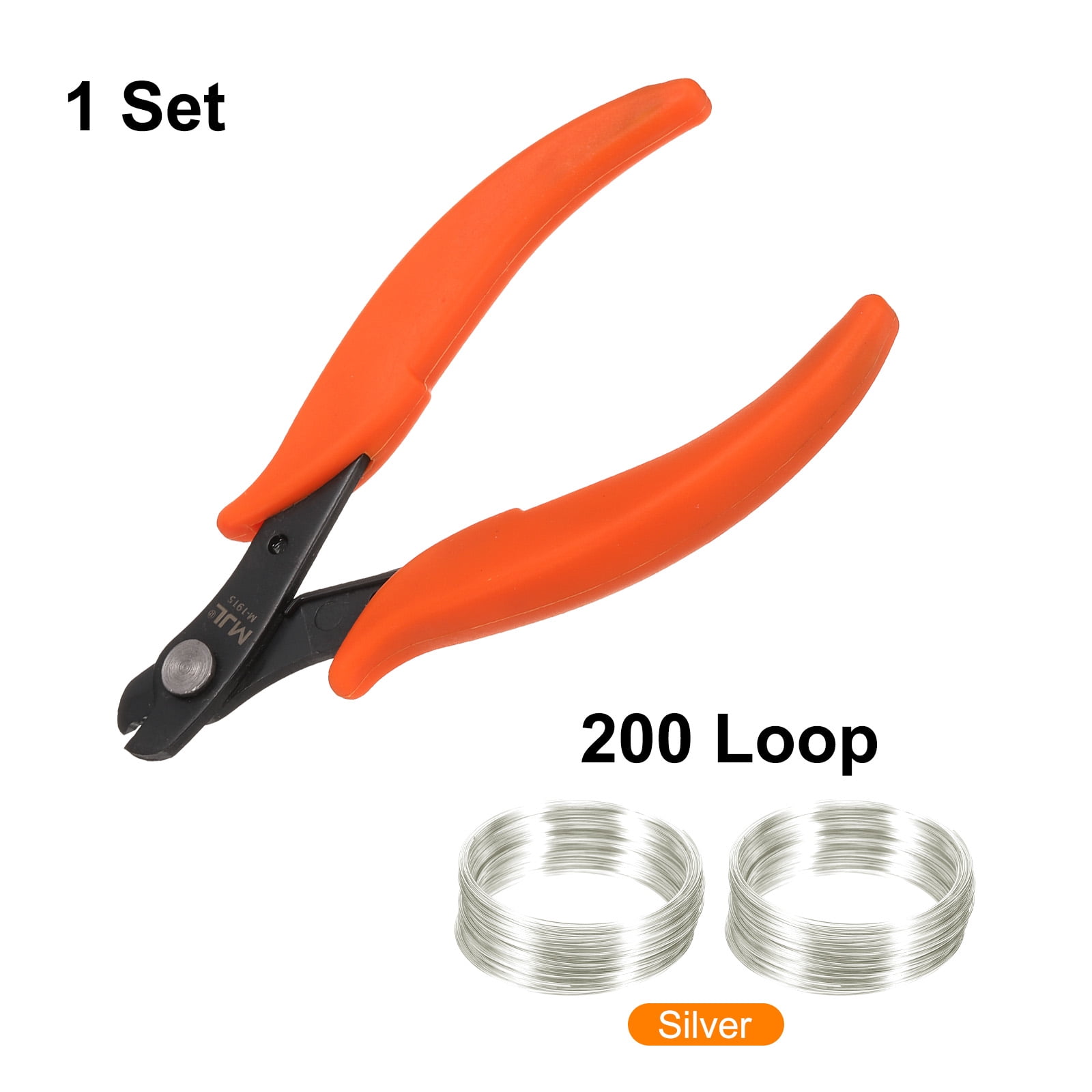 Uxcell Memory Wire Cutter Kit 5.5" Mini Jewelry Pliers with 200 Loops Silver Memory Wire for Bracelet Making Crafts Jewelry Making
