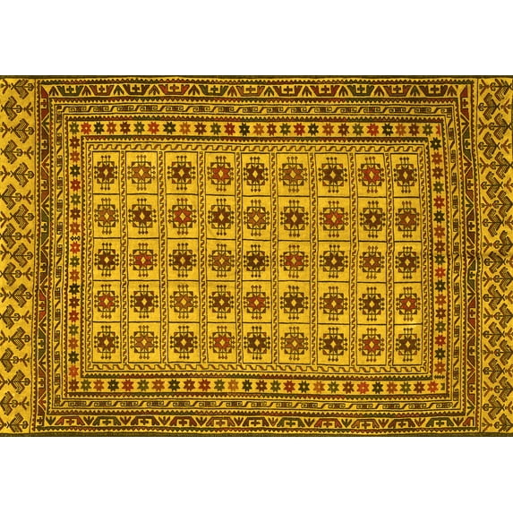 Ahgly Company Indoor Rectangle Southwestern Yellow Country Area Rugs, 5' x 7'