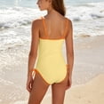 thumbnail image 5 of EliteGoogv One Piece Swimsuit For Girls Solid Color Contrast Trim Bathing Suit Summer Beach Pool Vacation Swimwear Yellow, 5 of 6