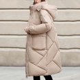 thumbnail image 3 of LxrBlank Down Jacket Women Warm Winter Thickened Hooded Down Jacket Zip Up Long Sleeve Long Down Jacket Quilted Padded Baggy Down Outerwear Fall Jackets for Women Khaki M, 3 of 4