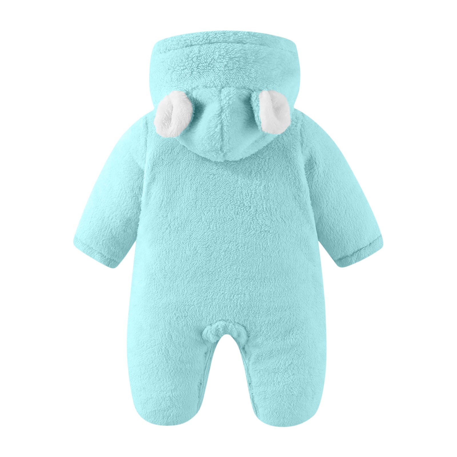 FAIOROI Kids Girl Bear Onesie Winter - Green Footed Kids Jumpsuit with Front Zipper, Quilted Lining, Plush Ears, Warm for 0-12M Daily Wear/Photo Shoots,Size 1 T