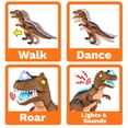 thumbnail image 2 of Kidplokio RC Remote Control Brown T Rex Dinosaur Toys with LED Lights and Sounds, Ages 3+, 2 of 10