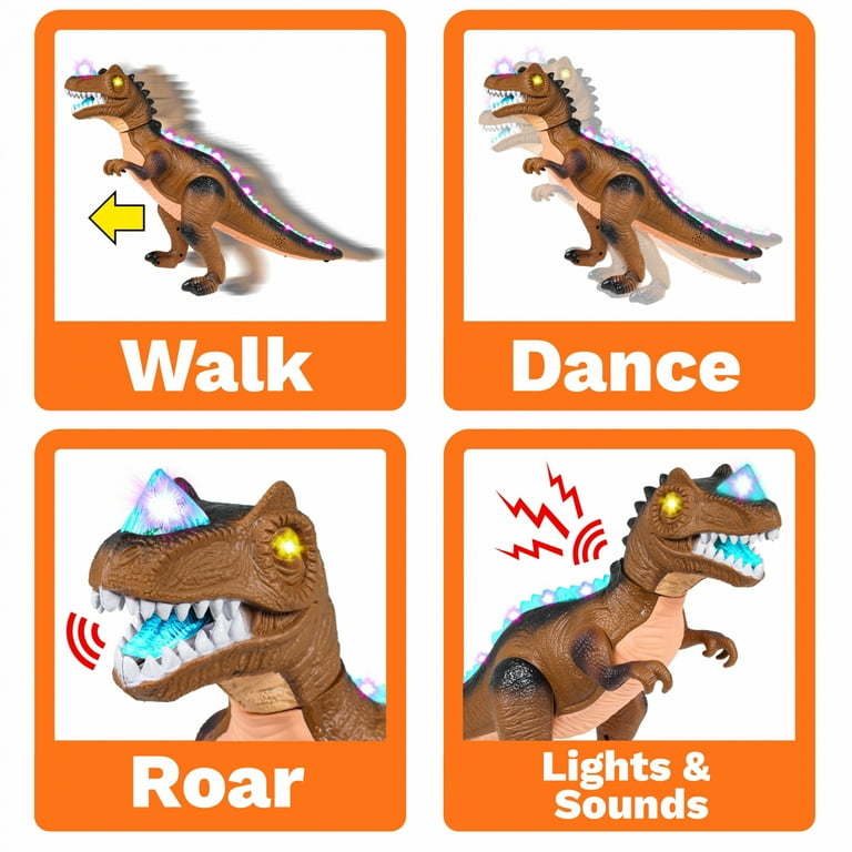 Kidplokio RC Remote Control Brown T Rex Dinosaur Toys with